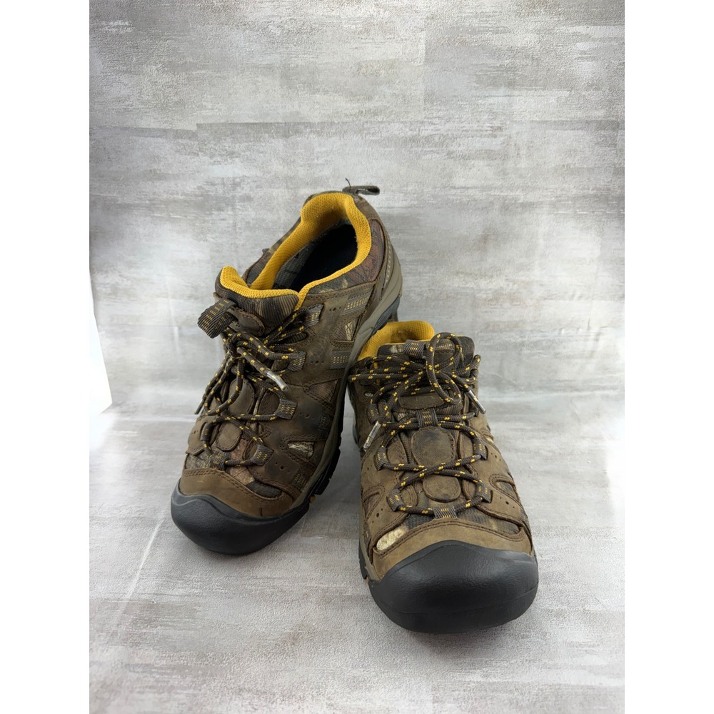 Keen Targhee II Waterproof Hiking Shoes Men Sz 9 Brown Yellow Low Trail 1008033
